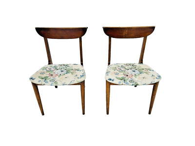 Mid Century Lane Perception Solid Walnut Set of 2 Dining Chairs