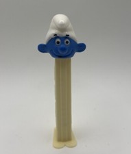 Pez - 3.9 Austria Vintage Thin Foot Smurf Pez Boy Dispenser w/ White Stem