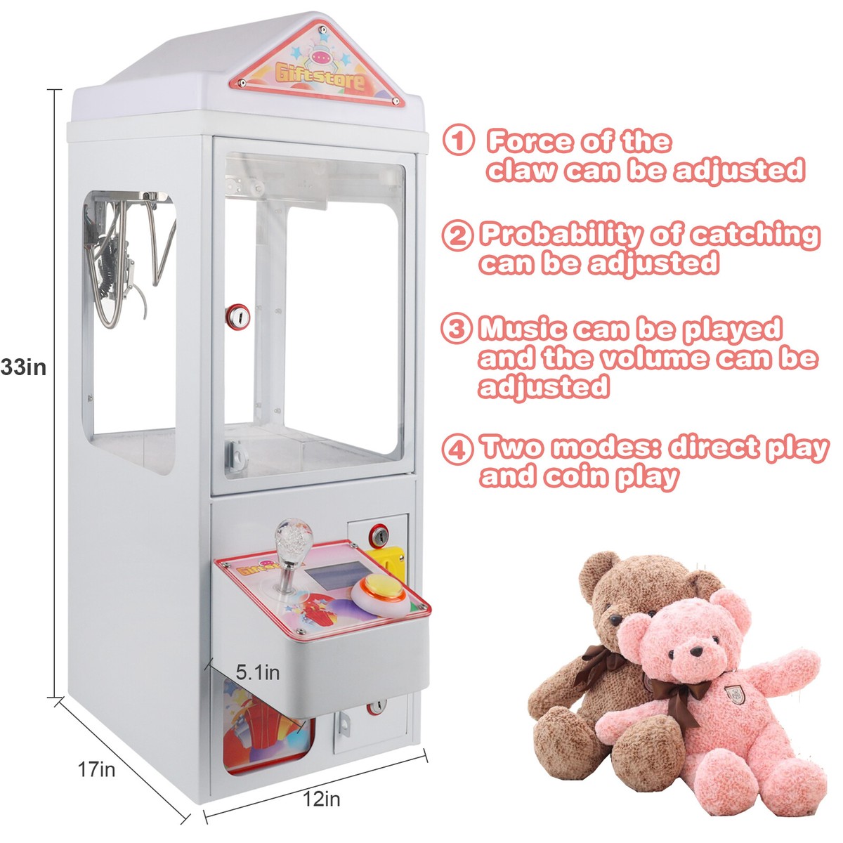 Mini Claw Crane Machine 110V Toy Grabber Candy Catcher Carnival