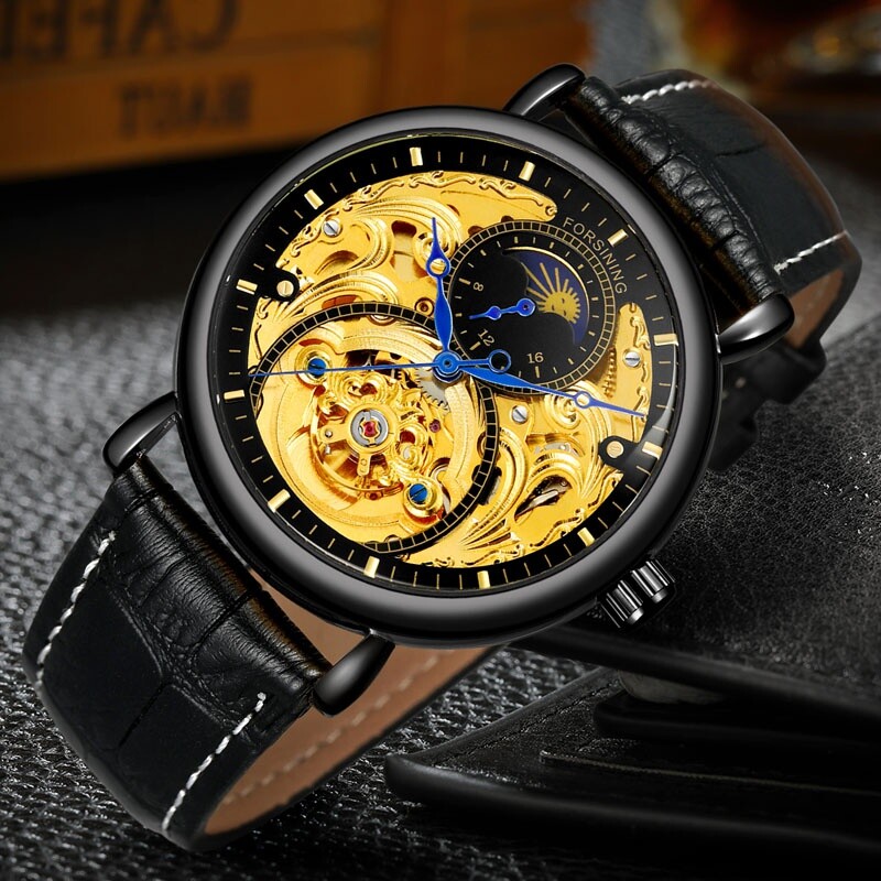 Luxury Tourbillon Watch Leather Strap Waterproof Business Automatic ...