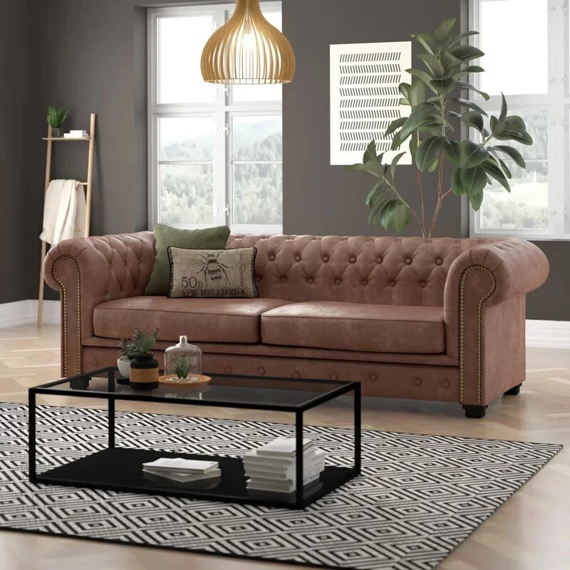 Brown vegan leather on sale couch