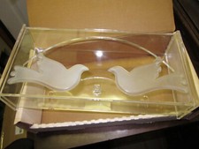 New in box, Nina Ricci Lucite tissue box holder with frosted dove decoration