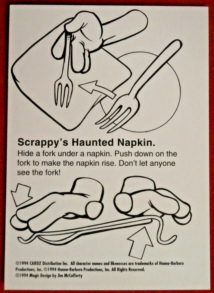 HANNA-BARBERA - Card #57 - SCOOBY-DOO - SCRAPPY'S HAUNTED NAPKIN - CARDZ 1994 - Image 2 of 2