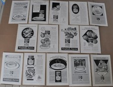 1926-28 CAMPBELL’S SOUP advertisements x14, soup cans & bowls of soup