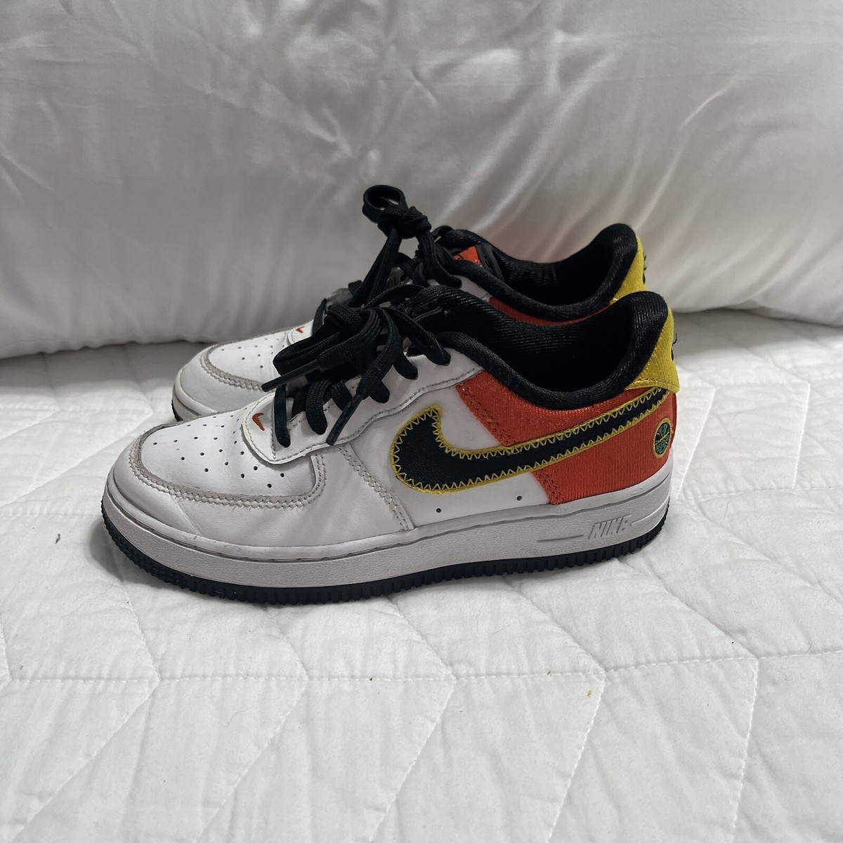 Nike Air Force Roswell Rayguns Kid's Size 1Y White Orange Black