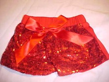 New BABY BLOOMERS Red Ruffle Bow diaper cover Small 6-12 month Pants Shorts