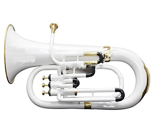 Euphonium 3 Valvole B-Piatto Bellissimo Bianco + Boccaglione Oro - Foto 1 di 4