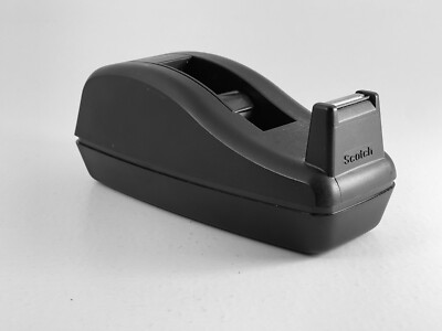 Vintage 3M Scotch Deluxe Desktop Tape Dispenser Attached 1'' Core Weighted Black