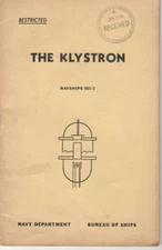 VTG 1944 WWII BOOK! 'THE KLYSTRON'! RESTRICTED NAVY DEPT! CONSTRUCTION/OPERATION