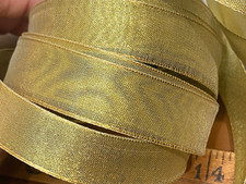 vintage metallic mesh ribbon wire 7/8" gold 1yd made in France