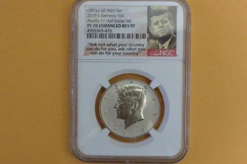 2019-S Kennedy Enhanced REVERSE Proof Apollo 11 Half-Dollar Set NGC PF70 