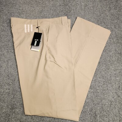 Adidas Climalite Pants Mens 32x38 Khaki 3 Stripe Stretch Lightweight Performance