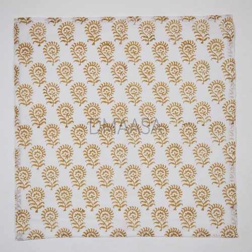 Brown Floral Mud Resist Organic Reusable Block Print Napkin Soft Cotton - Picture 2 of 6