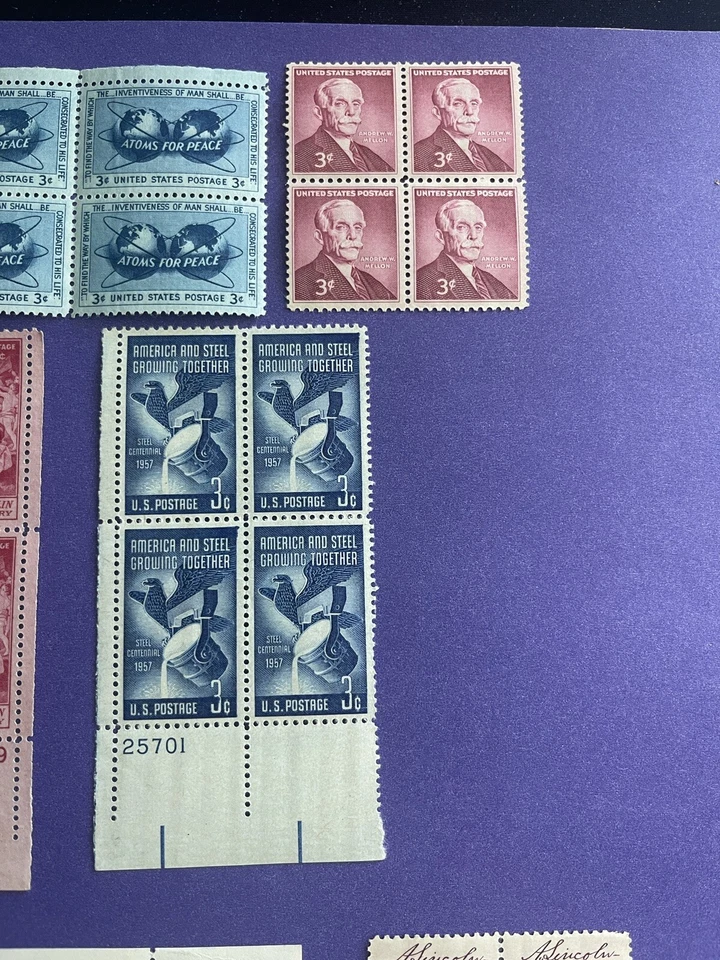 US 3 Cents 6 Block Of 4 Stamps,1953-1959, MNH With Original Glue - Image 3 of 4