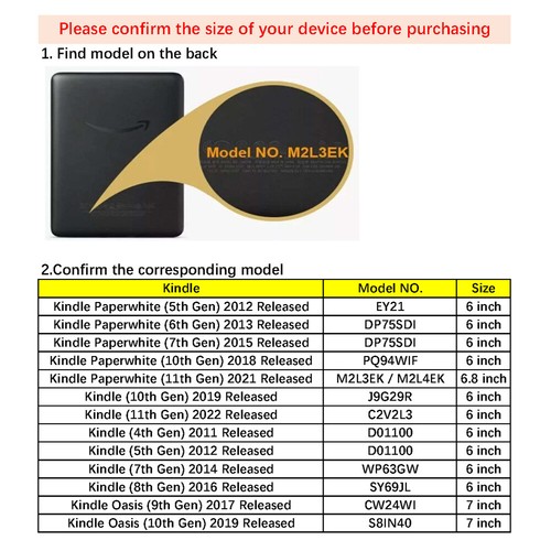 For Amazon Kindle Paperwhite 1 2 3 4 5/6/7/10/11th Gen Flip Leather Case Cover - Picture 2 of 68