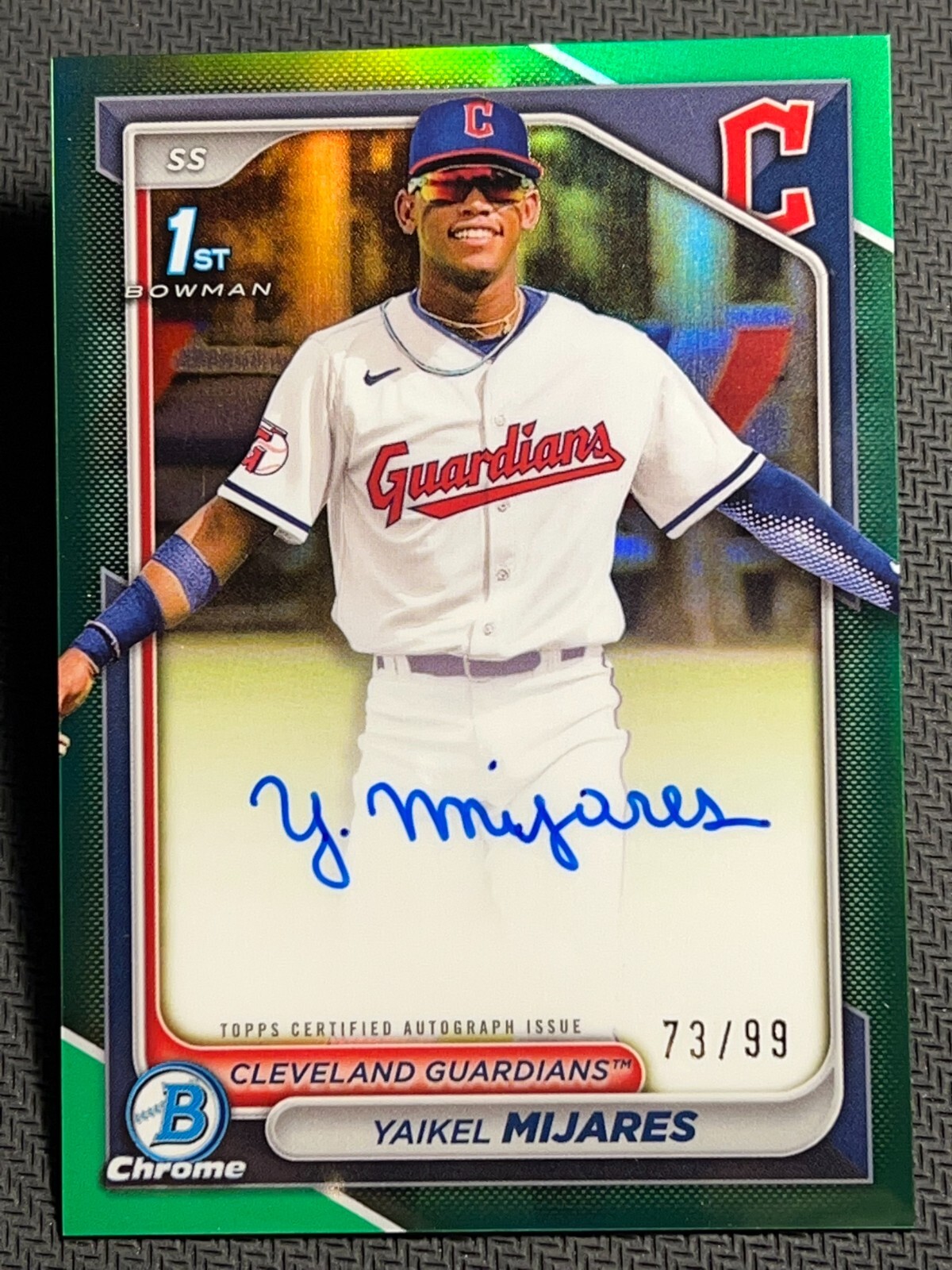 2024 Bowman Chrome 1st GREEN REFRACTOR PROSPECT ROOKIE AUTO Yaikel Mijares 73/99