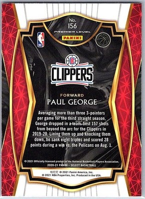 2020-21 Select Blue Retail #156 Paul George Clippers | eBay