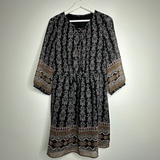 Madewell dress Black with Ethnic Boho character Blouson Dress, Women's size S