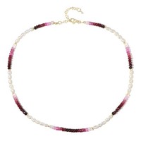 Cavill Silberkette Mit Rubin 47,85Ct Und WeißEn SüßWasserperlen 925