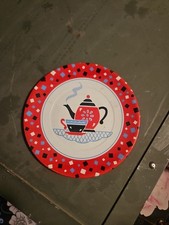 1930s Tin Litho Ohio Art Red Child's Tea Set Saucer Plate 2.5  SB4