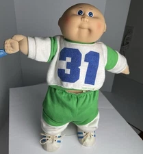 Cabbage Patch Kids Doll Boy 1985 green Suit Number 31 Shoes Vintage 80s