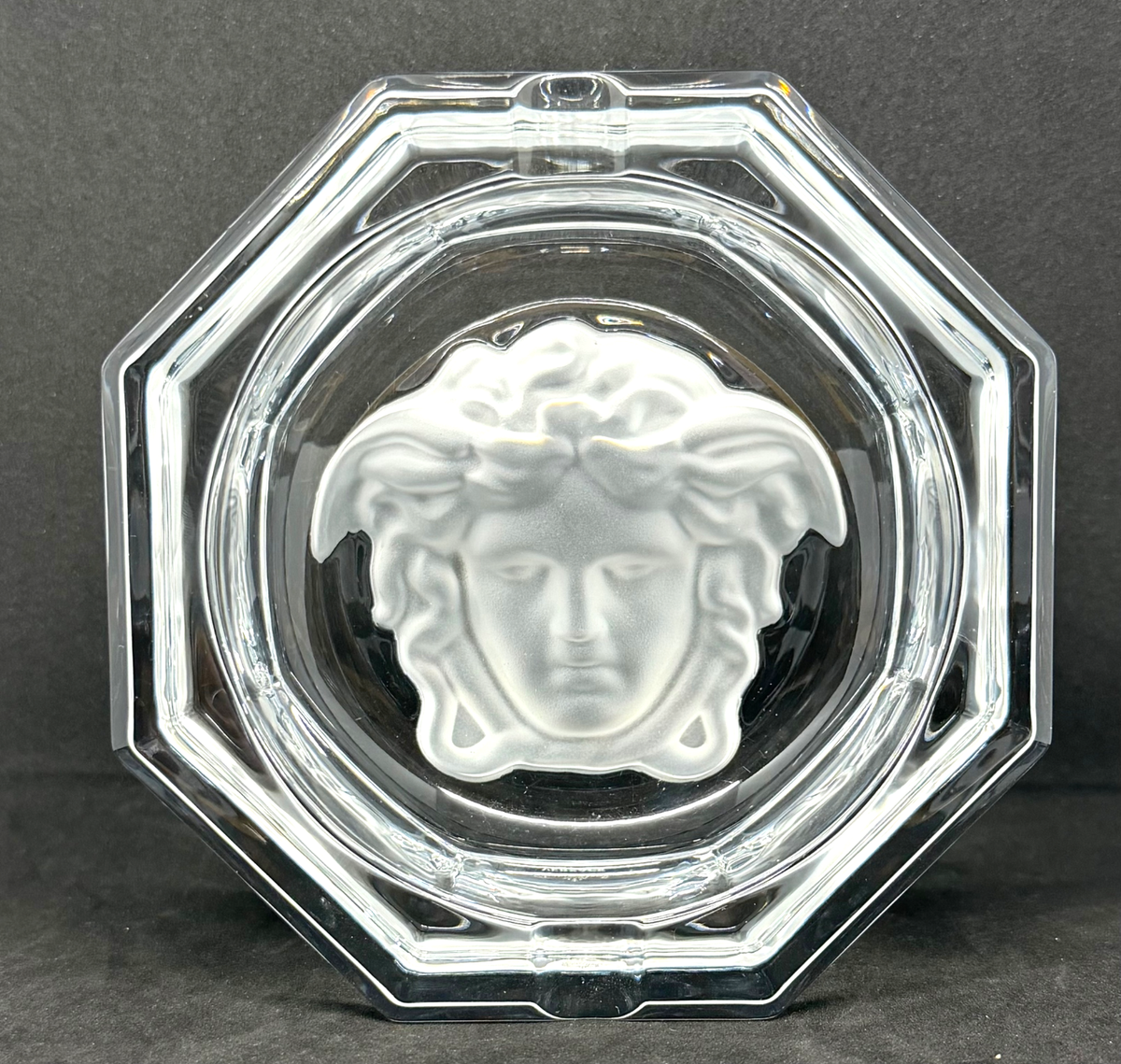 Versace Rosenthal Medusa Crystal Ashtray Clear Medium 13cm 6in w