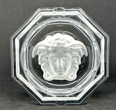 美品 VERSACE 大型　メドゥーサクリスタルアッシュトレイ 13cm Versace Rosenthal Medusa Crystal Ashtray Clear Medium 13cm 6in w