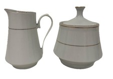Cream and sugar classic white gold trim China set