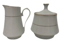 Cream and sugar classic white gold trim China set