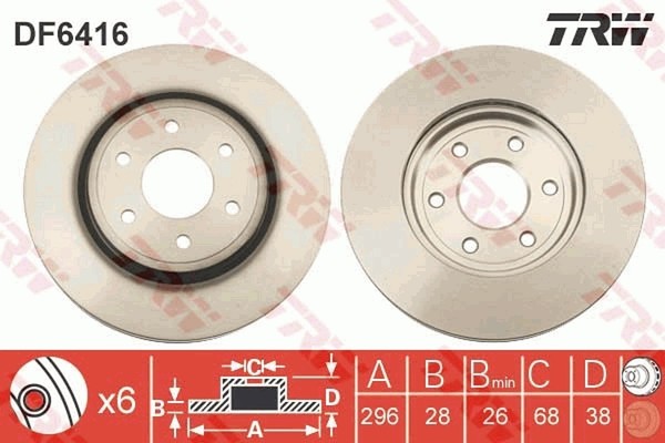 2X TRW Bremsscheibe DF6416 FüR Navara NP300 D40 Pathfinder Nissan R51 3 VAN Dci-image
