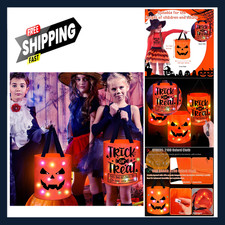 Halloween Trick or Treat Bags Light Up Ghost Candy Buckets Reusable Party Favors