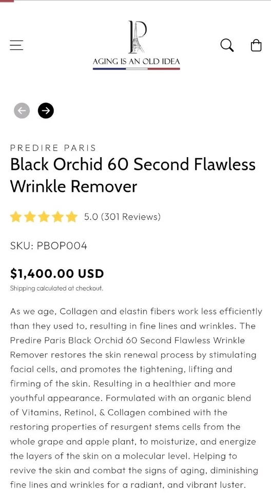 Predire Paris Black Orchid 60 Second Flawless Wrinkle Remover Serum New in Box - Image 3 of 3