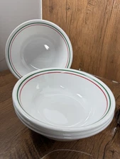 Lot of 4 Corning Corelle Holly Days Cereal Soup Bowls 6.25" Green Band Christmas