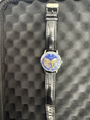PIAGET  A CUERDA DE HOMBRE DIAL RESTAURADO COLOR  AZUL CAJA  NIQUELADO