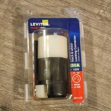 Leviton Plus 30A 125V Nylon Locking Connector Black / White 2613-CS L5-30R 2P 3W