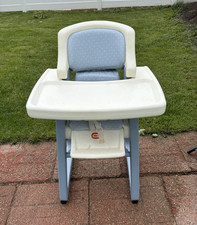 Little Tikes High Chair Removable Tray Safety Harness Wipeable Seat Pad Blue