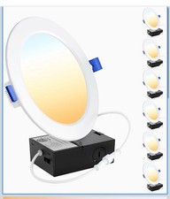 6 Pack 6 Inch Ultra-Thin LED Recessed Lighting with Junction Box, 2700K/3000K...