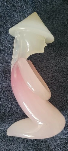 Vintage Murano Italy Art Glass Asian Figurine MCM Sculpture 9" Pink & White