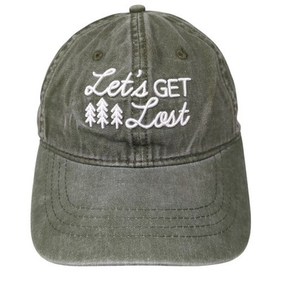 Let's Get Lost Slideback Baseball Cap Green One Size Adjustable Embroidered