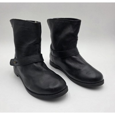Gap Kids Black Leather Ankle Moto Boots Studded Strap Size 2 US