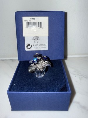 Swarovski Happy Flower Figurine Memories Blue Primula Rhodium # 718985