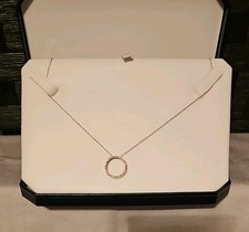 10k White Gold 18" Open Circle Diamond Necklace with LOVE Around Edge NEW IN BOX