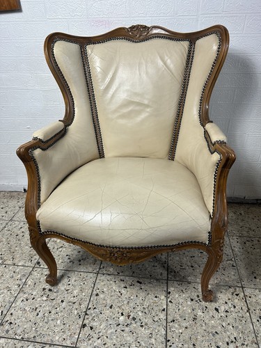 Chippendale Stuhl mit Armlehnen Leder Armlehnstuhl Barock-Art Barock Sessel - Bild 4 von 14