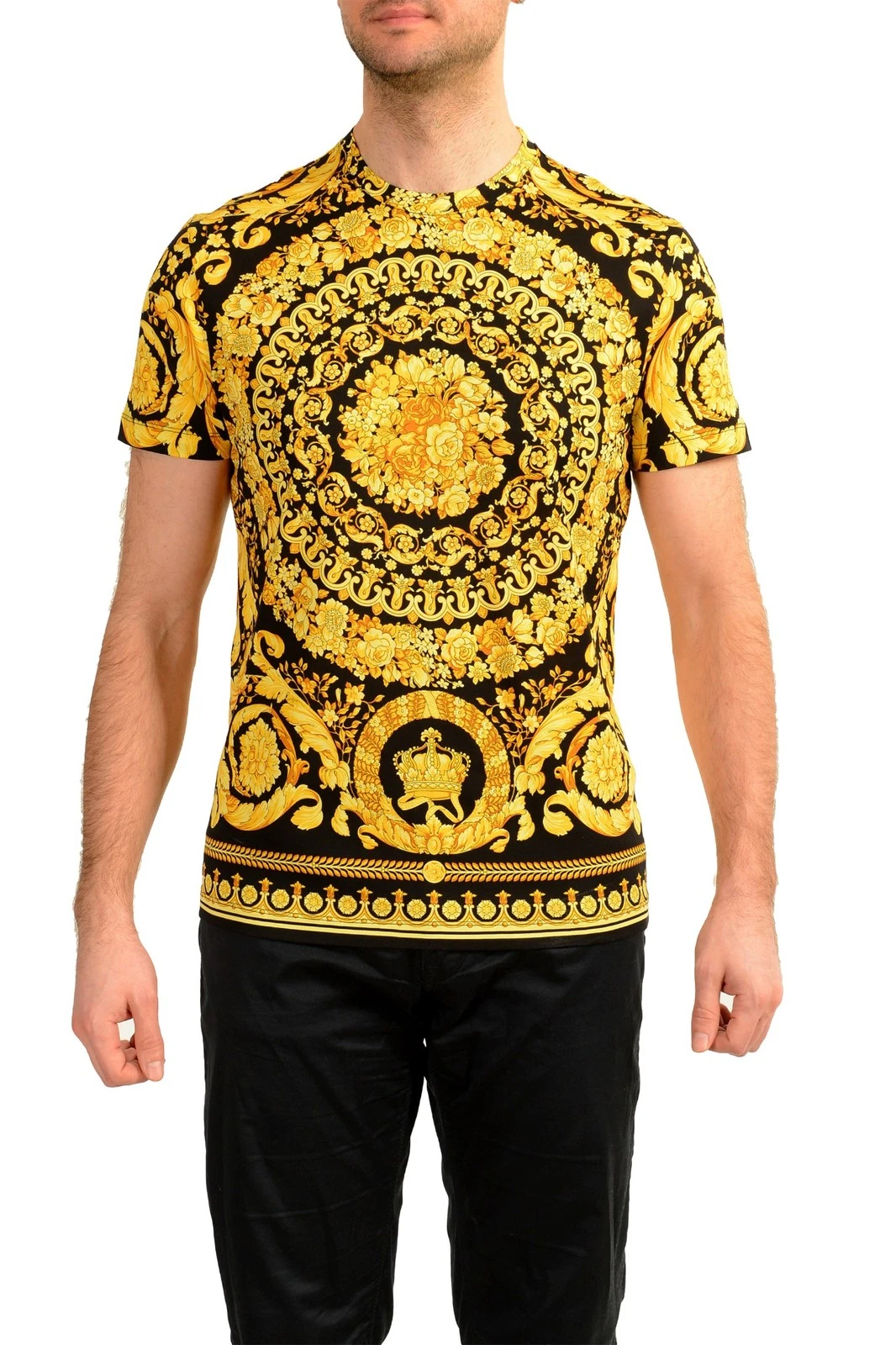 Versace — Versace Men's Barocco Print Crewneck Organic Cotton T-Shirt US M IT 50