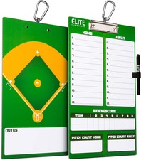 Double-Sided Dry Erase Baseball Coaches Board W/ Marker  Clip