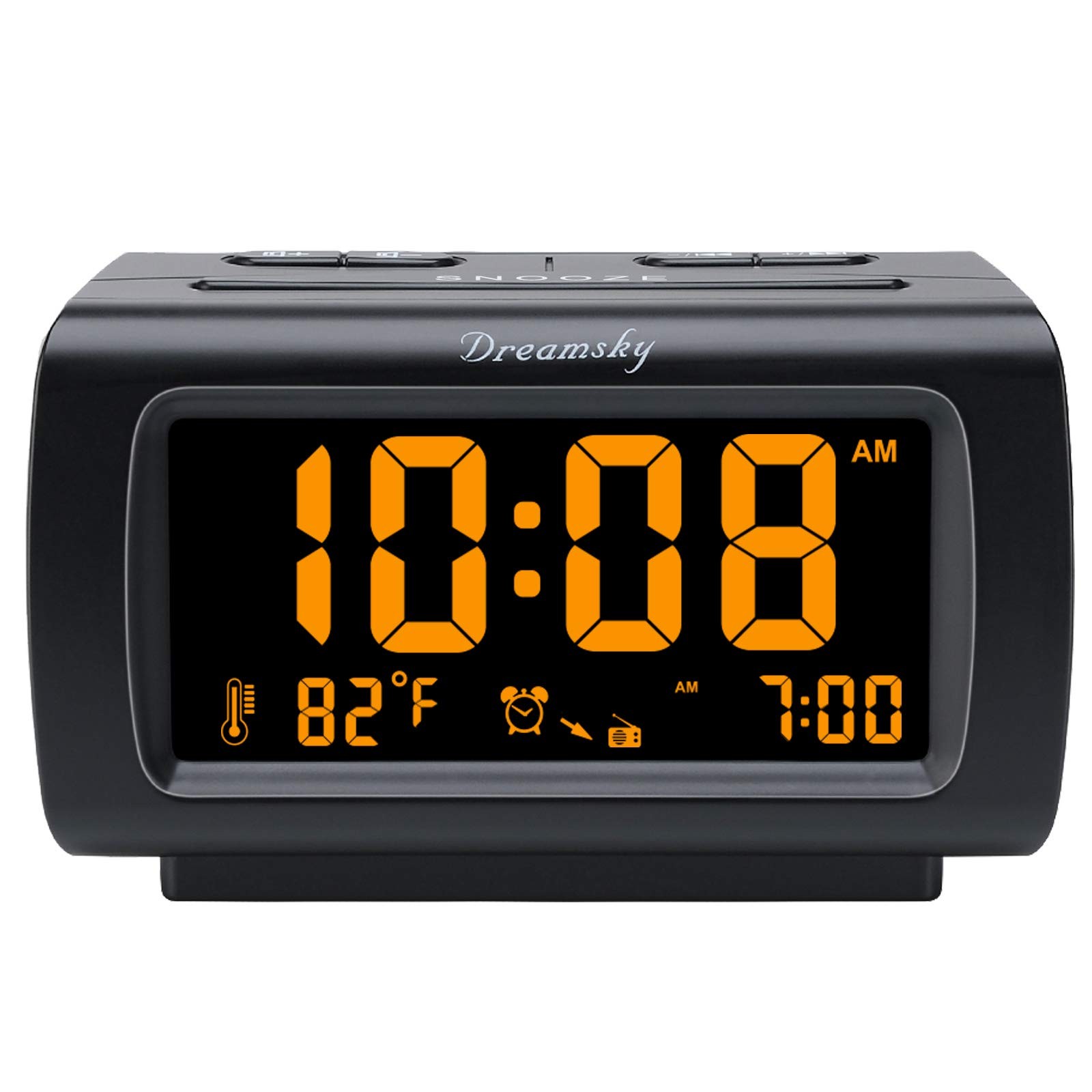 DreamSky Alarm Clock Radios for Bedrooms with Battery Backup, Large Big Numbers