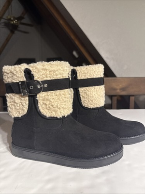 #ad Guess NWOB GBG Los Angeles Aussie Ankle Boots Black Suede Sherpa LinedSize 7 1 2 $25.00