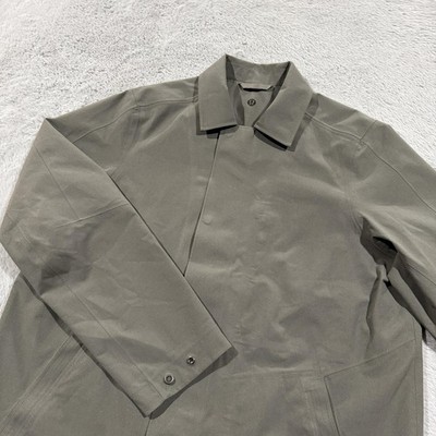 Lululemon Trench Coat Mens Medium Gray Waterproof Windbreaker Long LM4AN1S.01