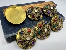 6 Pcs Vintage SIGNED RO-DO Cabochon Brass Dome Gemstone Jewelry Making Findings