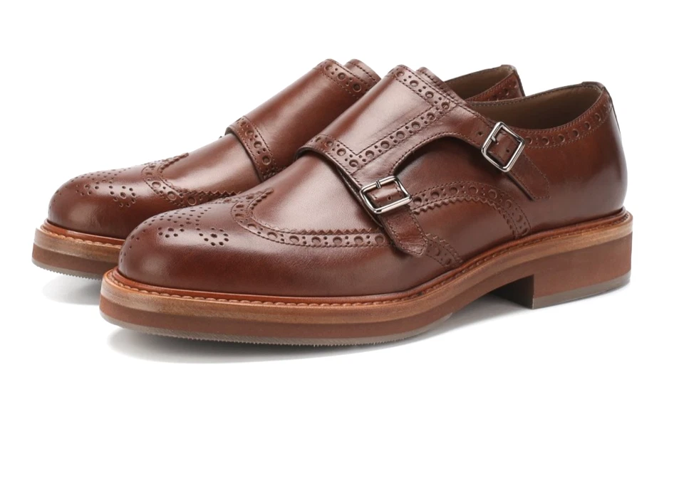 Brunello Cucinelli Double Monk Pattern Shoes Schuhe Brogues Monk-strap New 44